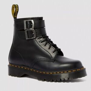 Dr. Martens 1460 Alt Smooth Leather Buckle Boots Black Moto Grunge